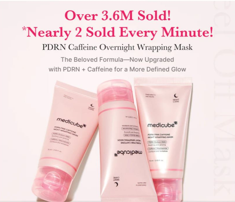 medicube PDRN Pink Caffeine Overnight Wrapping Mask 75ml [US, Japan, Germany, India, UK, Uae, France, Italy, Brazil, Canada, Russia, South Africa, Australia, Kuwait, Mexico, Indonesia, Netherlands, Saudi Arabia, UKRAIN, Finland, POLAND, Singapore, Malaysia ]