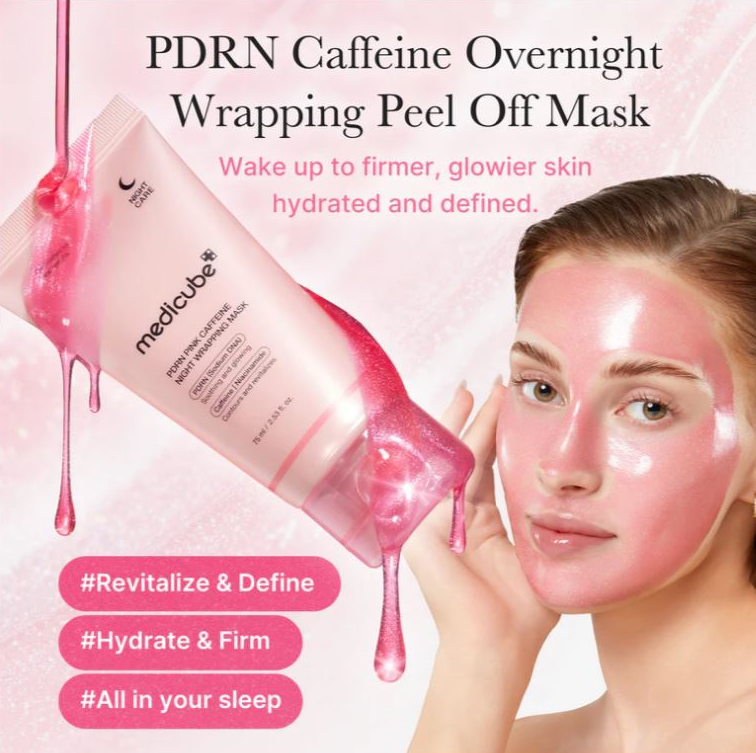 medicube PDRN Pink Caffeine Overnight Wrapping Mask 75ml [US, Japan, Germany, India, UK, Uae, France, Italy, Brazil, Canada, Russia, South Africa, Australia, Kuwait, Mexico, Indonesia, Netherlands, Saudi Arabia, UKRAIN, Finland, POLAND, Singapore, Malaysia ]