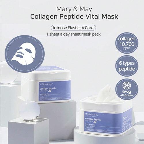 [MARY & MAY] Collagen Peptide Vital Mask Sheets 30 Sheets