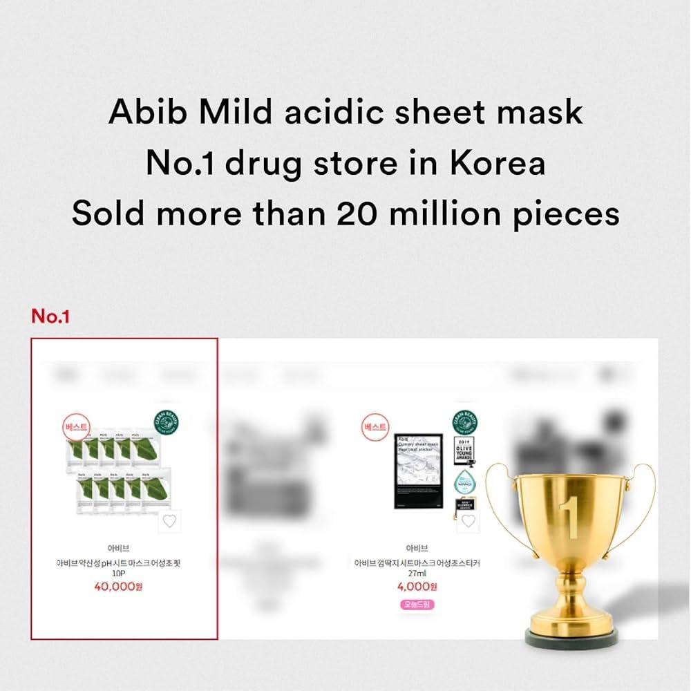 Abib Mild Acidic pH Sheet Mask Heartleaf Fit 30ml X 10pcs