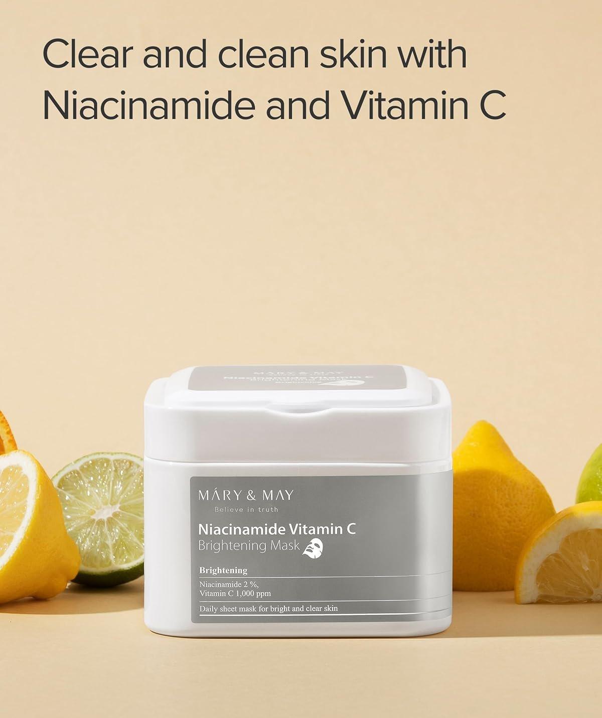 [MARY & MAY] Niacinamide Vitamin C Brightening Sheets 30 Sheets