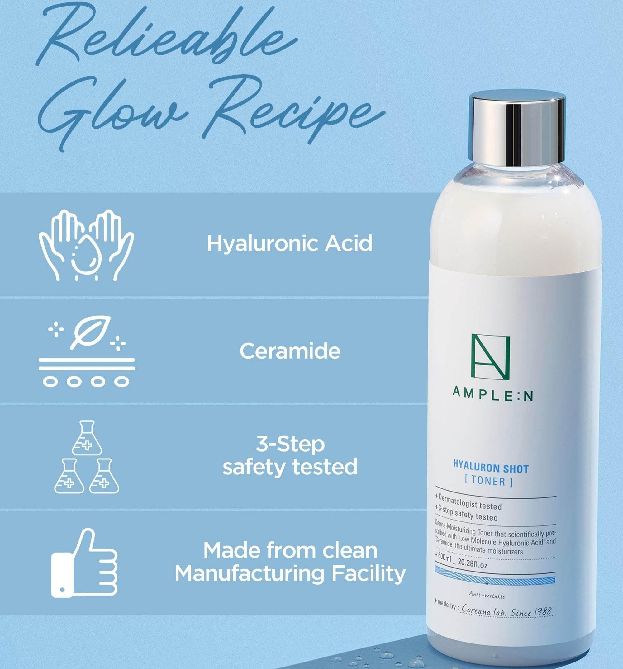 AMPLE:N Hyaluron Shot Toner Jumbo 600ml - KimYoung K-beauty Shop