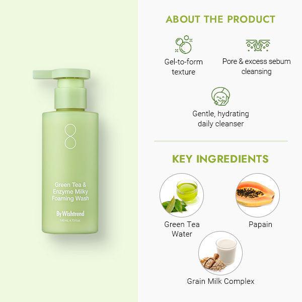 [By Wishtrend] Green Tea & Enzyme Milky Foaming Wash 140ml