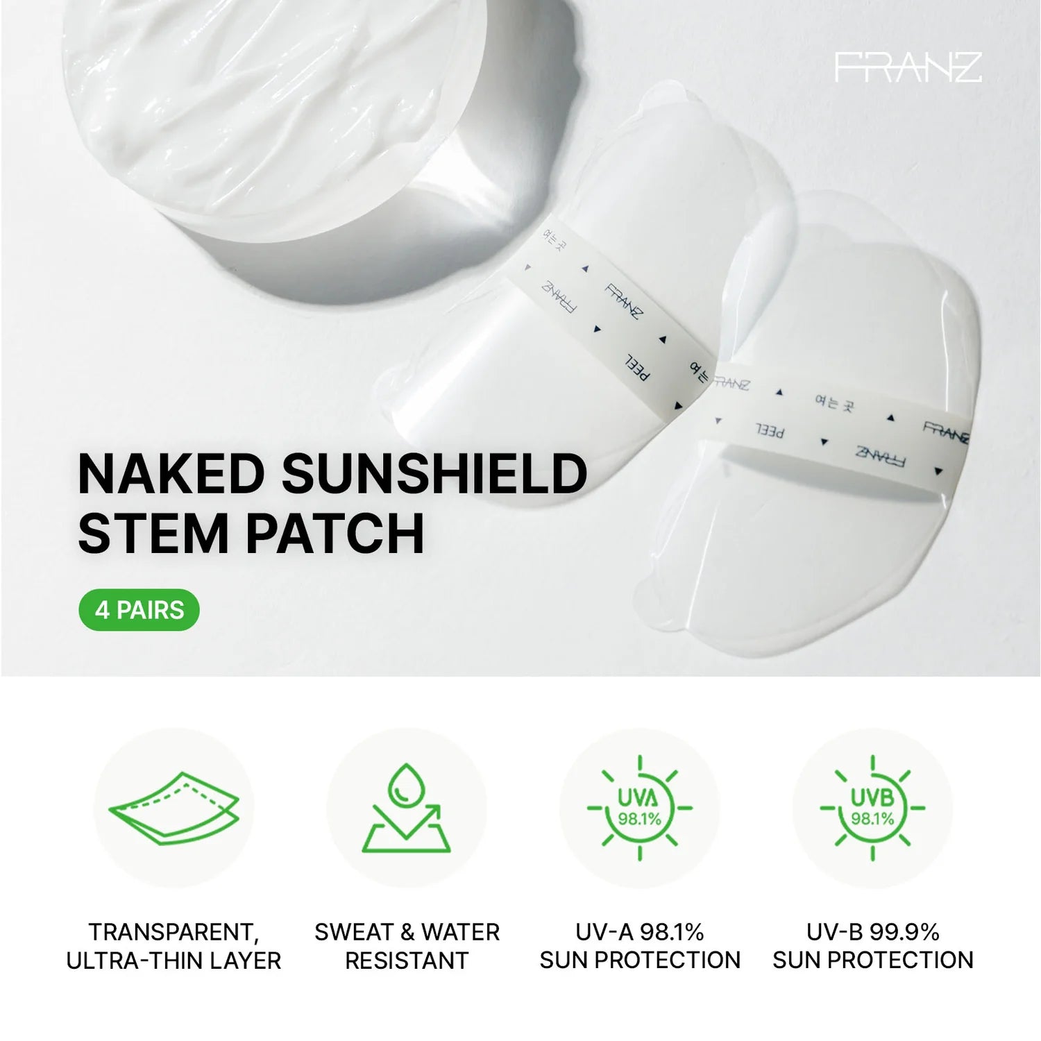 FRANZ NAKED Sunshield Stem Patch 4pairs / 10pairs [US, Japan, Germany, India, UK, Uae, France, Italy, Brazil, Canada, Russia, South Africa, Australia, Kuwait, Mexico, Indonesia, Netherlands, Saudi Arabia, UKRAIN, Finland, POLAND, Singapore, Malaysia ]