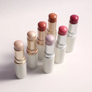 Set of lipsticks with various shades on a light background