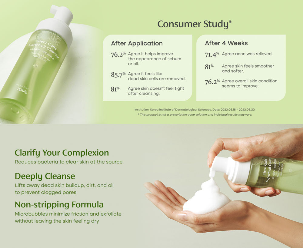 Purito SEOUL - Clear Code Superfruit Cleanser 150ml [US, Japan, Germany, India, UK, Uae, France, Italy, Brazil, Canada, Russia, South Africa, Australia, Kuwait, Mexico, Indonesia, Netherlands, Saudi Arabia, UKRAIN, Finland, POLAND, Singapore, Malaysia ]