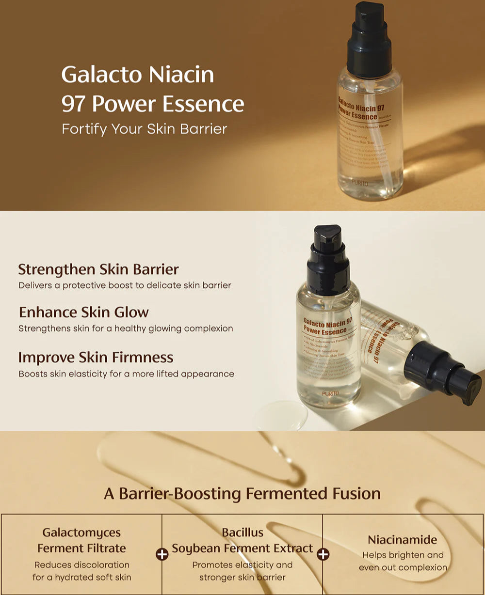 Purito SEOUL - Galacto Niacin 97 Power Essence 60ml [US, Japan, Germany, India, UK, Uae, France, Italy, Brazil, Canada, Russia, South Africa, Australia, Kuwait, Mexico, Indonesia, Netherlands, Saudi Arabia, UKRAIN, Finland, POLAND, Singapore, Malaysia ]