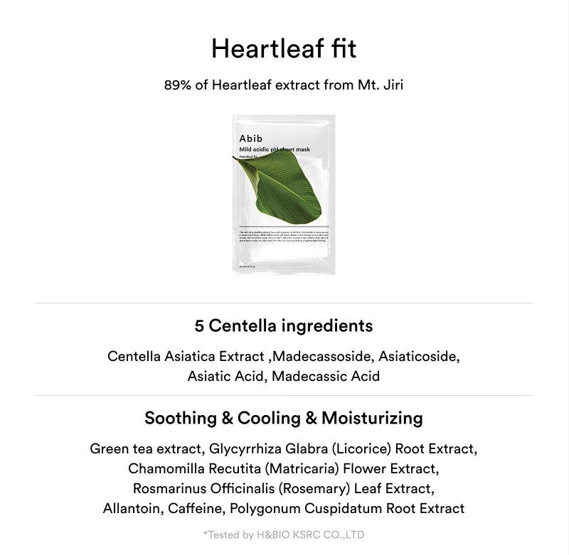 Abib Mild acidic pH sheet mask Heartleaf fit 30ml