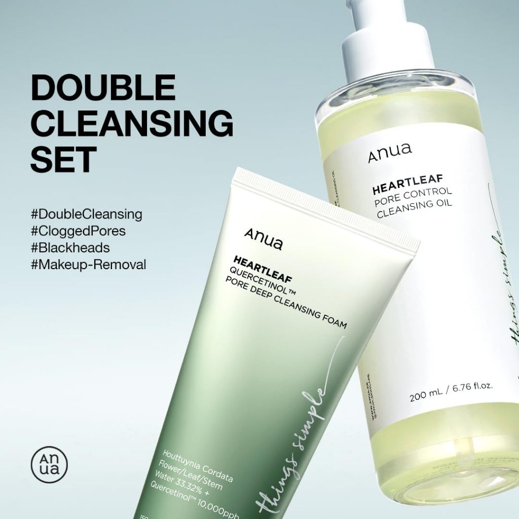 Anua Heartleaf Double Cleansing Duo Foam 150ml + Cleansing Oil 200ml Set [US, Japan, Germany, India, UK, Uae, France, Italy, Brazil, Canada, Russia, South Africa, Australia, Kuwait, Mexico, Indonesia, Netherlands, Saudi Arabia, UKRAIN, Finland, POLAND, Singapore, Malaysia ]