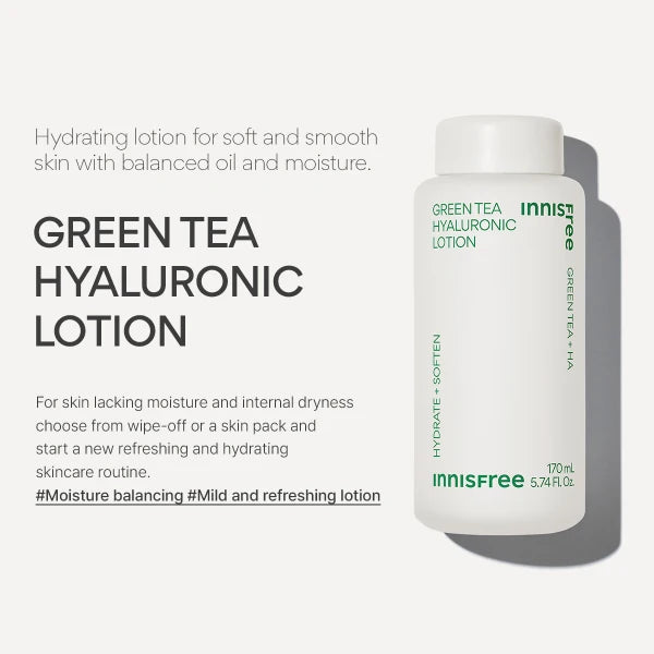 innisfree Green Tea Hyaluronic Lotion 170ml [US, Japan, Germany, India, UK, Uae, France, Italy, Brazil, Canada, Russia, South Africa, Australia, Kuwait, Mexico, Indonesia, Netherlands, Saudi Arabia, UKRAIN, Finland, POLAND, Singapore, Malaysia ]