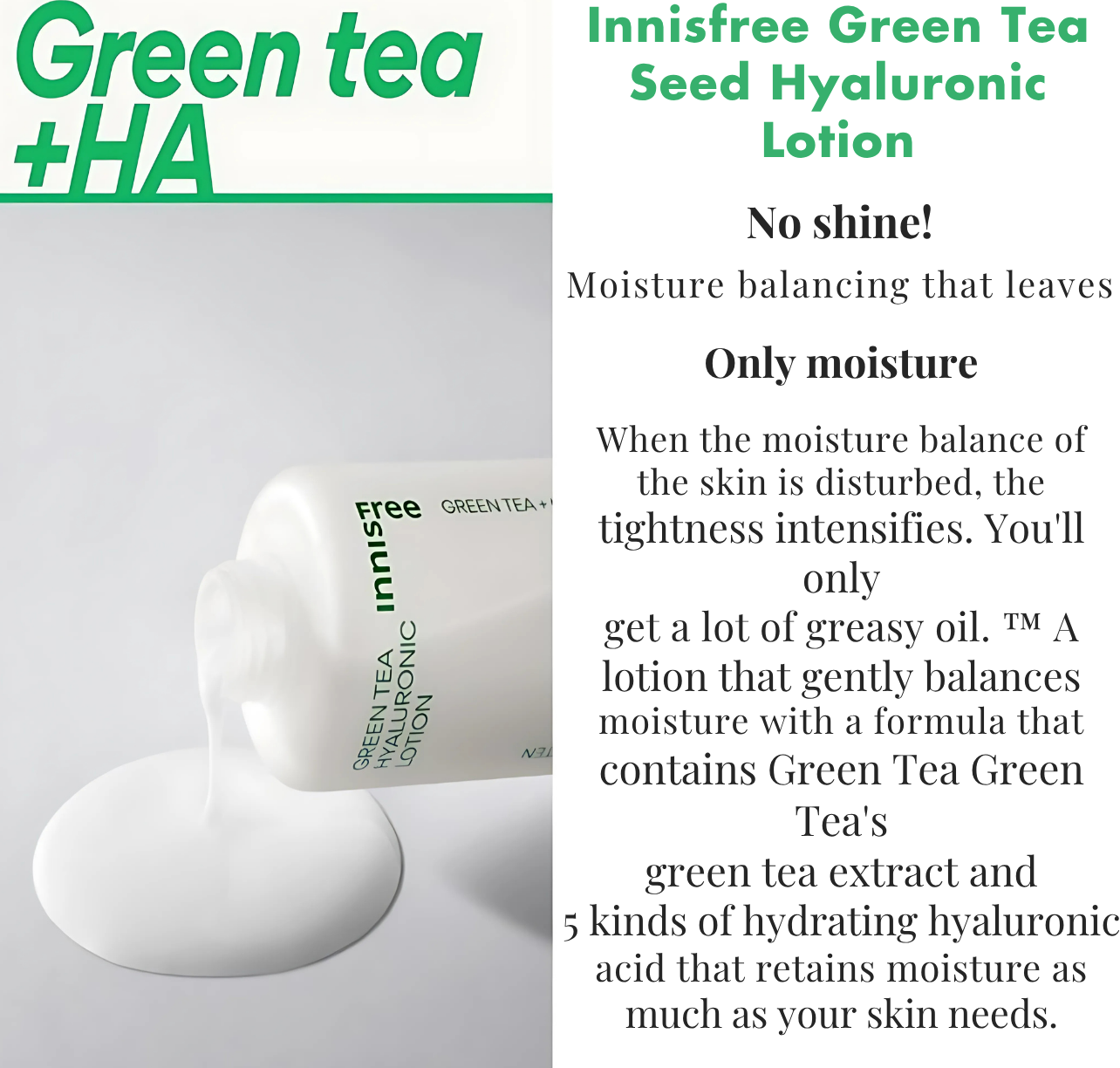 innisfree Green Tea Hyaluronic Lotion 170ml [US, Japan, Germany, India, UK, Uae, France, Italy, Brazil, Canada, Russia, South Africa, Australia, Kuwait, Mexico, Indonesia, Netherlands, Saudi Arabia, UKRAIN, Finland, POLAND, Singapore, Malaysia ]
