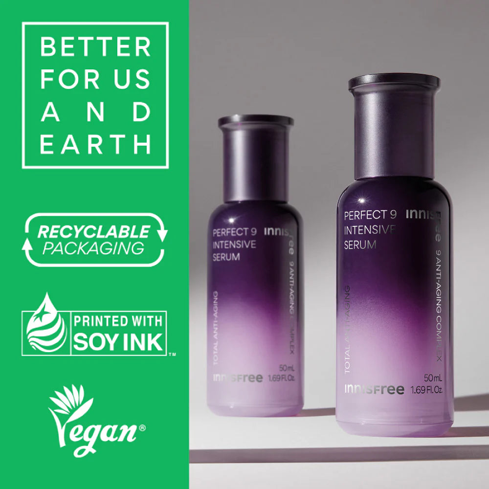 innisfree Perfect 9 Intensive Serum 50ml [US, Japan, Germany, India, UK, Uae, France, Italy, Brazil, Canada, Russia, South Africa, Australia, Kuwait, Mexico, Indonesia, Netherlands, Saudi Arabia, UKRAIN, Finland, POLAND, Singapore, Malaysia ]