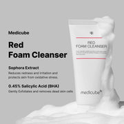medicube Red Foam Cleanser 120ml [US, Japan, Germany, India, UK, Uae, France, Italy, Brazil, Canada, Russia, South Africa, Australia, Kuwait, Mexico, Indonesia, Netherlands, Saudi Arabia, UKRAIN, Finland, POLAND, Singapore, Malaysia ]