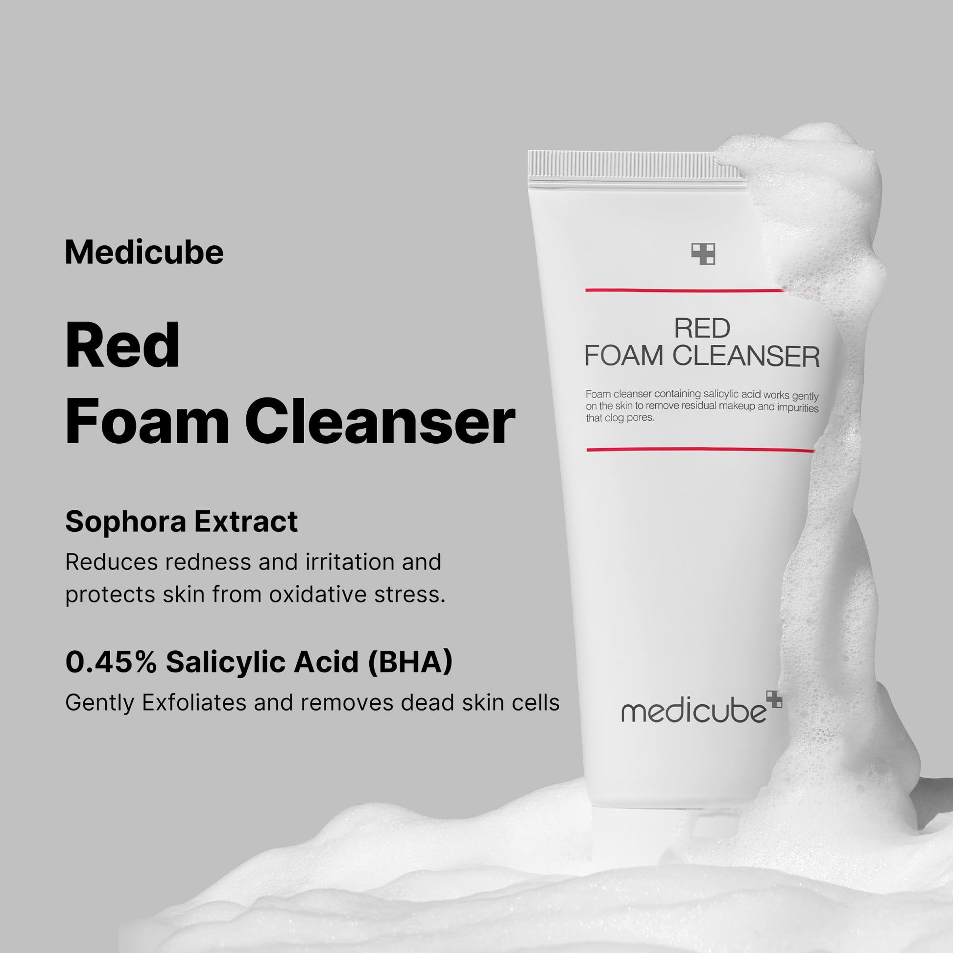 medicube Red Foam Cleanser 120ml [US, Japan, Germany, India, UK, Uae, France, Italy, Brazil, Canada, Russia, South Africa, Australia, Kuwait, Mexico, Indonesia, Netherlands, Saudi Arabia, UKRAIN, Finland, POLAND, Singapore, Malaysia ]