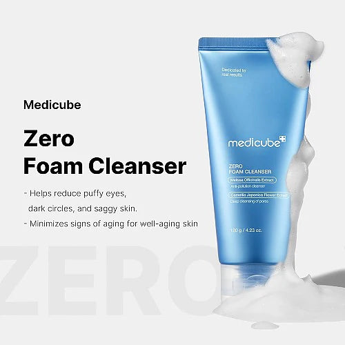 medicube Zero Foam Cleanser 120ml [US, Japan, Germany, India, UK, Uae, France, Italy, Brazil, Canada, Russia, South Africa, Australia, Kuwait, Mexico, Indonesia, Netherlands, Saudi Arabia, UKRAIN, Finland, POLAND, Singapore, Malaysia ]