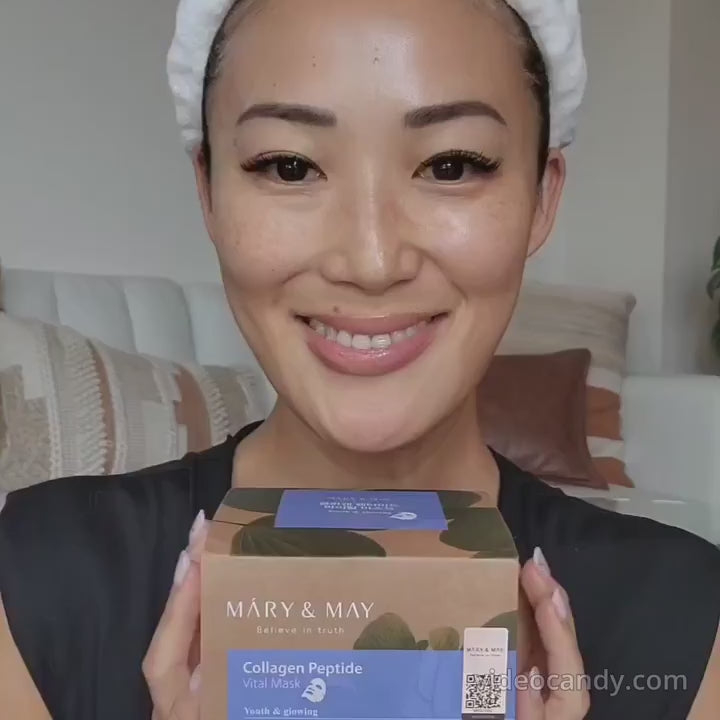 Video laden: [MARY &amp; MAY] Collagen Peptide Vital Mask Sheets 30 Sheets