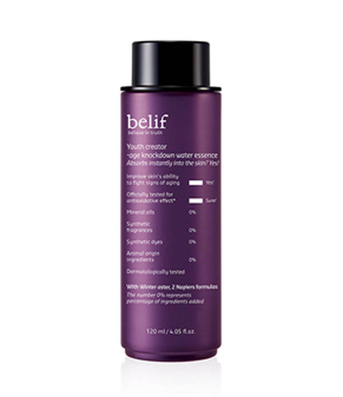 belif Youth Creator - Age Knockdown Water Essence 120ml [US, Japan, Germany, India, UK, Uae, France, Italy, Brazil, Canada, Russia, South Africa, Australia, Kuwait, Mexico, Indonesia, Netherlands, Saudi Arabia, UKRAIN, Finland, POLAND, Singapore, Malaysia ]