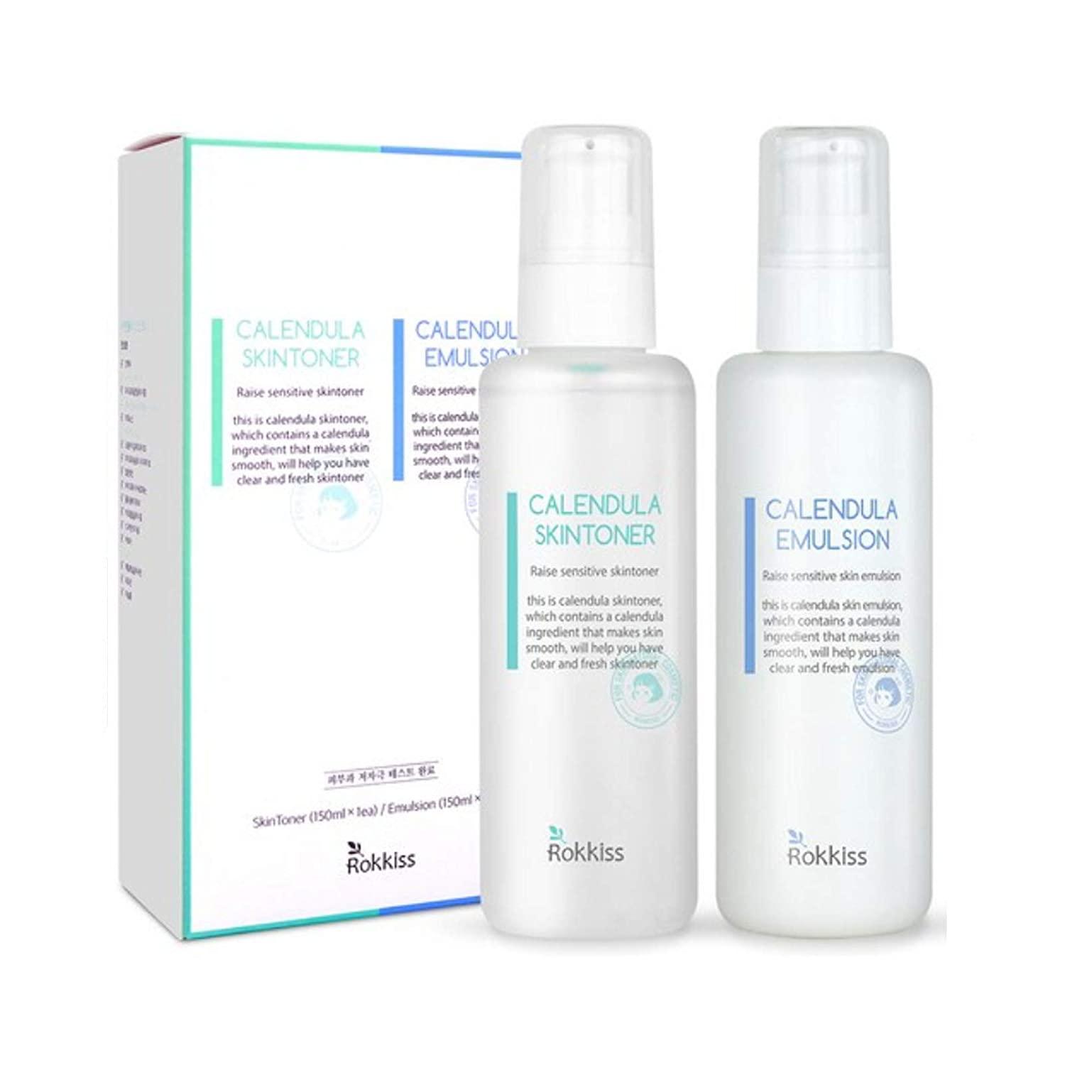 Rokkiss Calendula Skin Toner Emulsion SET 150ml +150ml Wrinkle Care (Copy) - KimYoung K-beauty Shop