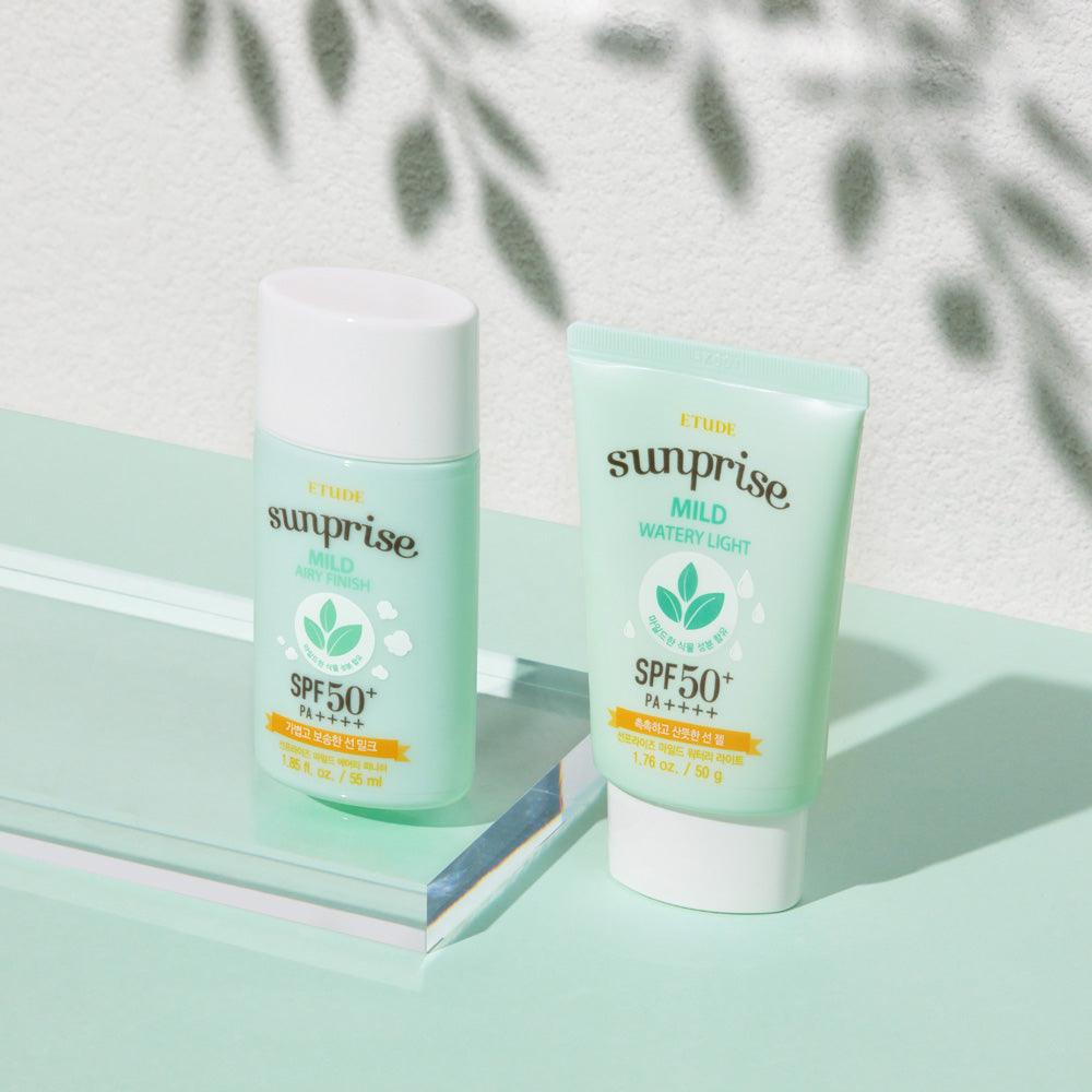 ETUDE Sunprise Mild Watery Light SPF50+ PA++++ 50ml [US, Japan, Germany, India, UK, Uae, France, Italy, Brazil, Canada, Russia, South Africa, Australia, Kuwait, Mexico, Indonesia, Netherlands, Saudi Arabia, UKRAIN, Finland, POLAND, Singapore, Malaysia ]