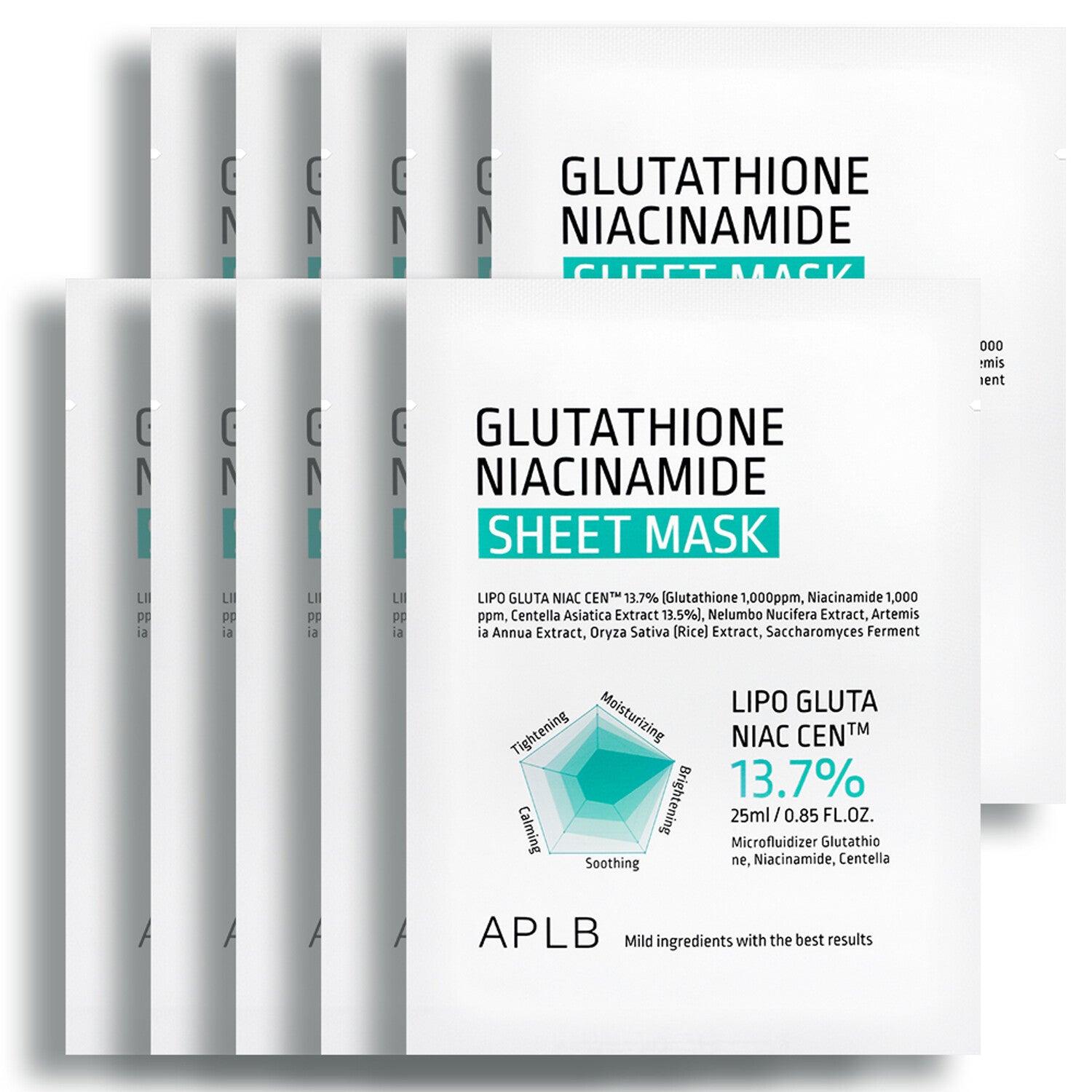 APLB Glutathione Niacinamide Sheet Mask 25ml - 10 Pack