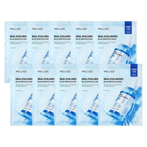 WELLAGE Real Hyaluronic Blue Ampoule Mask Sheet 27ml X 10P - KimYoung K-beauty Shop