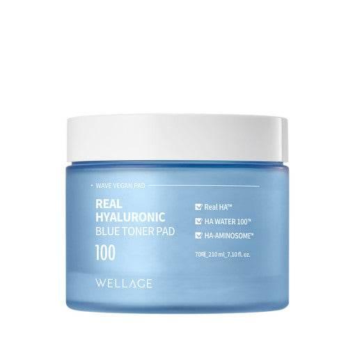 WELLAGE Real Hyaluronic Blue Toner Pad 70pads / 210ml - KimYoung K-beauty Shop