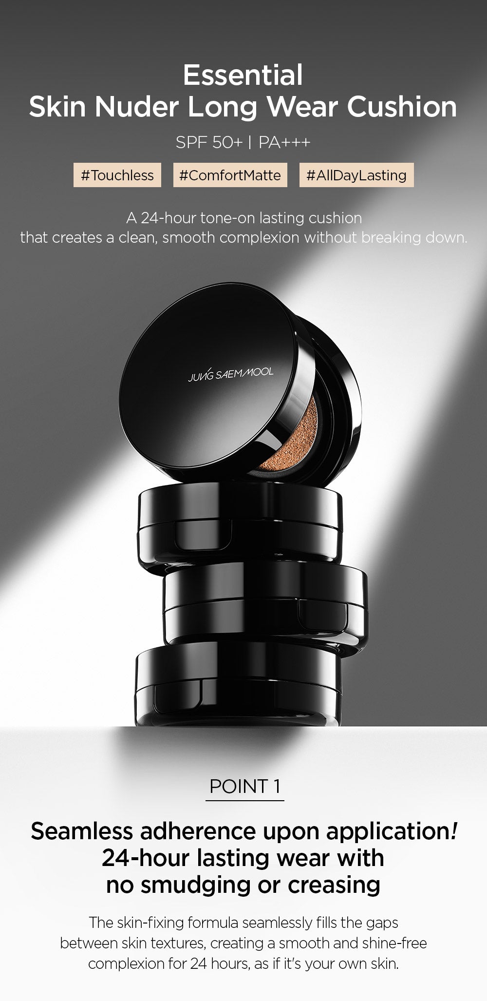 JUNGSAEMMOOL Essential Skin Nuder Long Wear Cushion (SPF50+ / PA+++) 14g + Refill [US, Japan, Germany, India, UK, Uae, France, Italy, Brazil, Canada, Russia, South Africa, Australia, Kuwait, Mexico, Indonesia, Netherlands, Saudi Arabia, UKRAIN, Finland, POLAND, Singapore, Malaysia ]